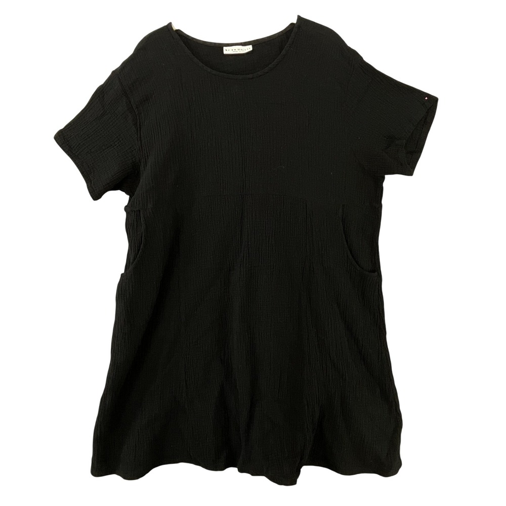 Bryn Walker Dress Womens Small Black Cotton Gauze Lagenlook Pockets USA